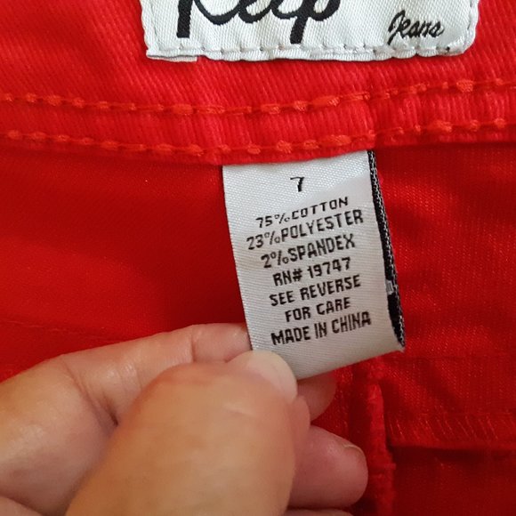 Klip Rhinestone Red Denim Jeans Sz 7 - Picture 4 of 10